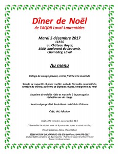 Diner de Noël et menu 2017